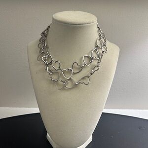 Chic Silver Heart Necklace